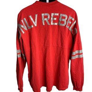 UNLV Las Vegas Rebels Spirit Jersey XL Red Crewneck Long Sleeve Silver Puff